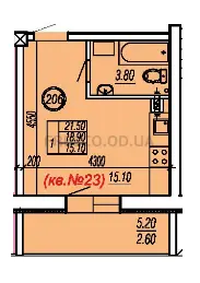 Студія · 20.53 м² · ЖК на Степовій