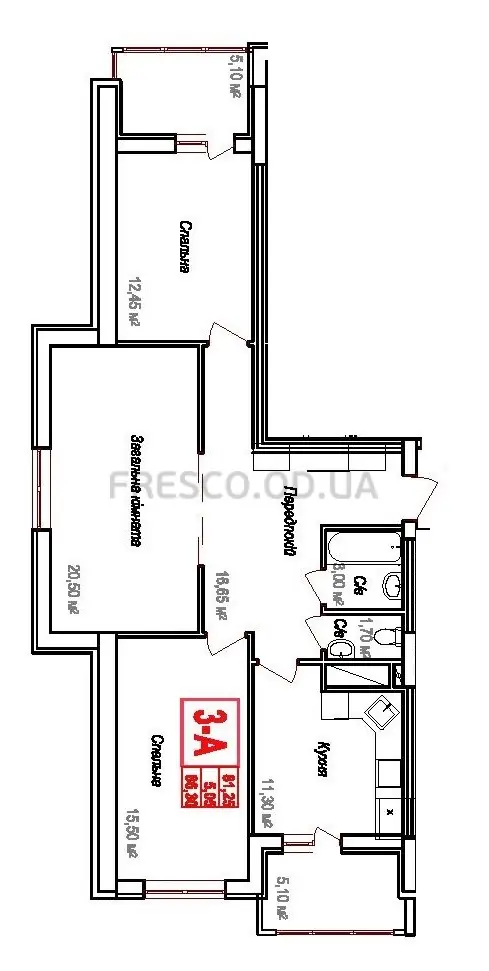 3-room apartment · 86.75 m² · Aurora