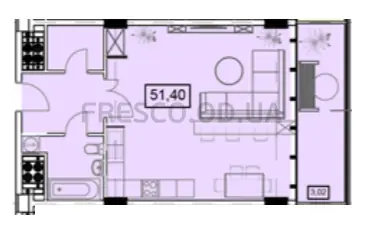 1-room apartment · 57.06 m² · UNITY TOWERS