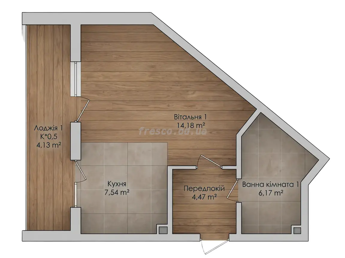 Однокімнатні апартаменти · 36.49 м² · ЖК Kandinsky