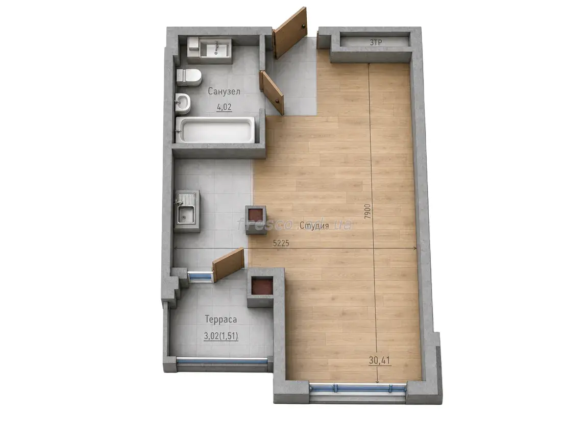 1-room apartments · 35.7 m² · ITown