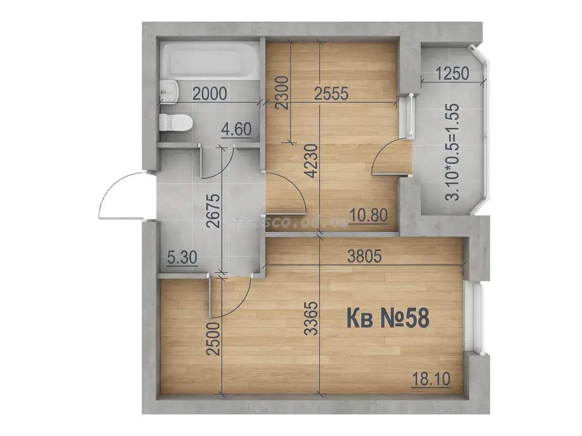 Однокімнатна квартира · 39.9 м² · ЖК Parkside