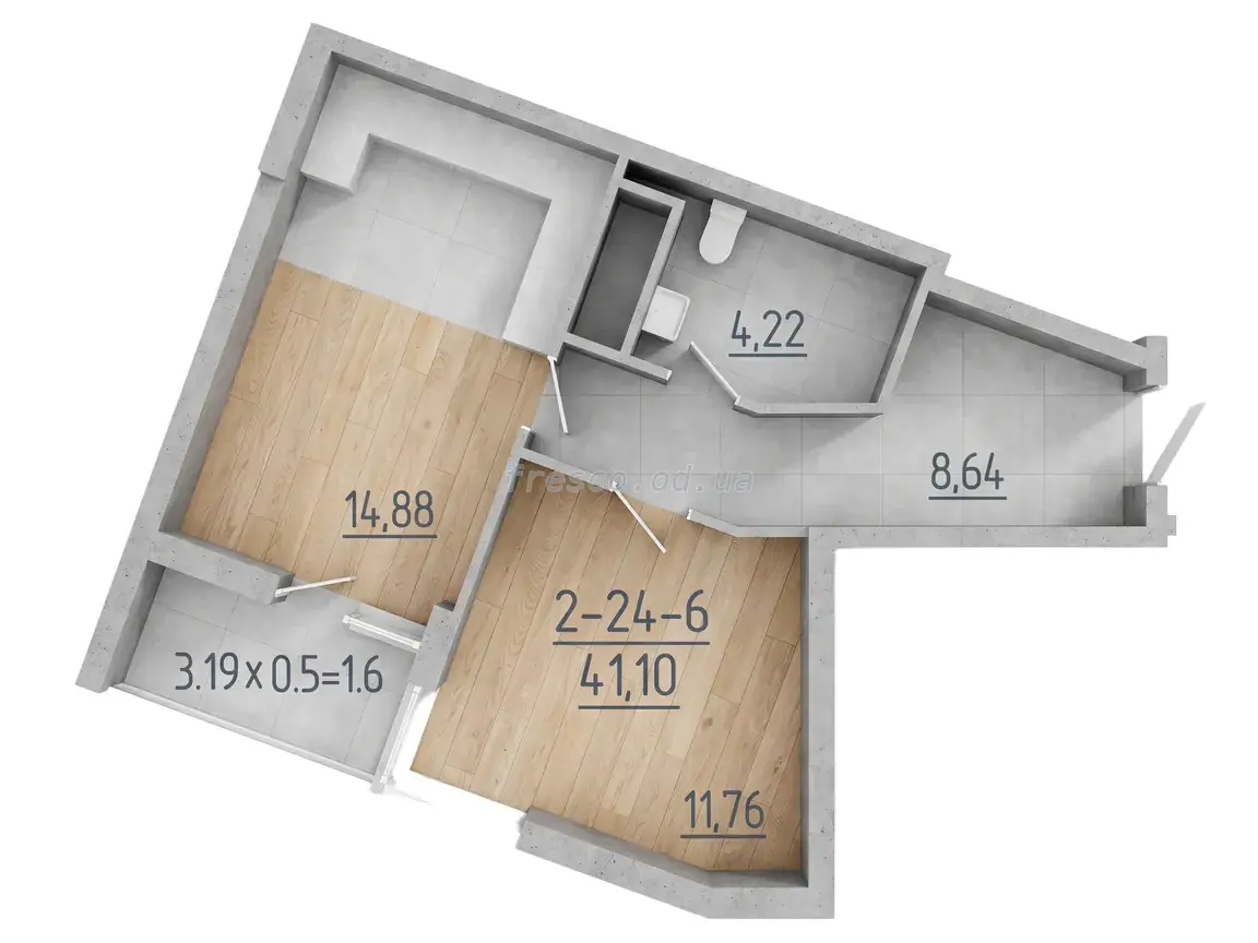 One-bedroom · 40.8 m² · 67 Pearl