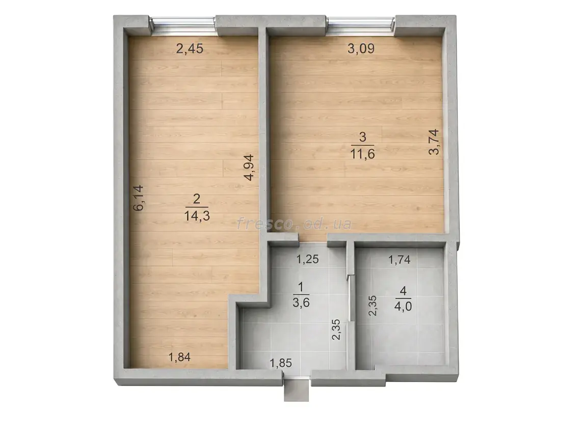 1-room apartment · 33.5 m² · Aquarelle 7