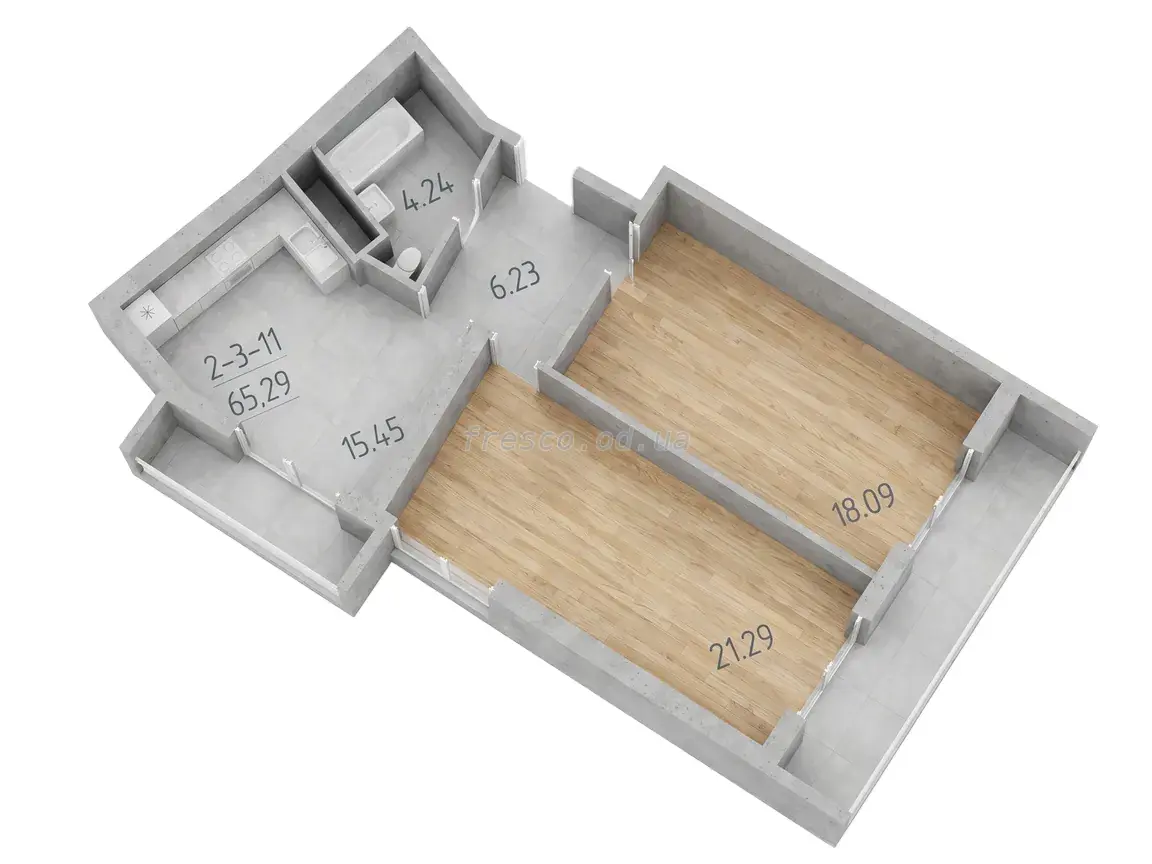 2-room apartment · 65.6 m² · 63 Pearl