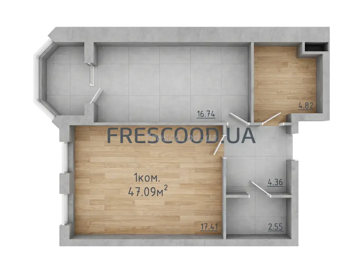 One-bedroom · 47.6 m² · Avinion