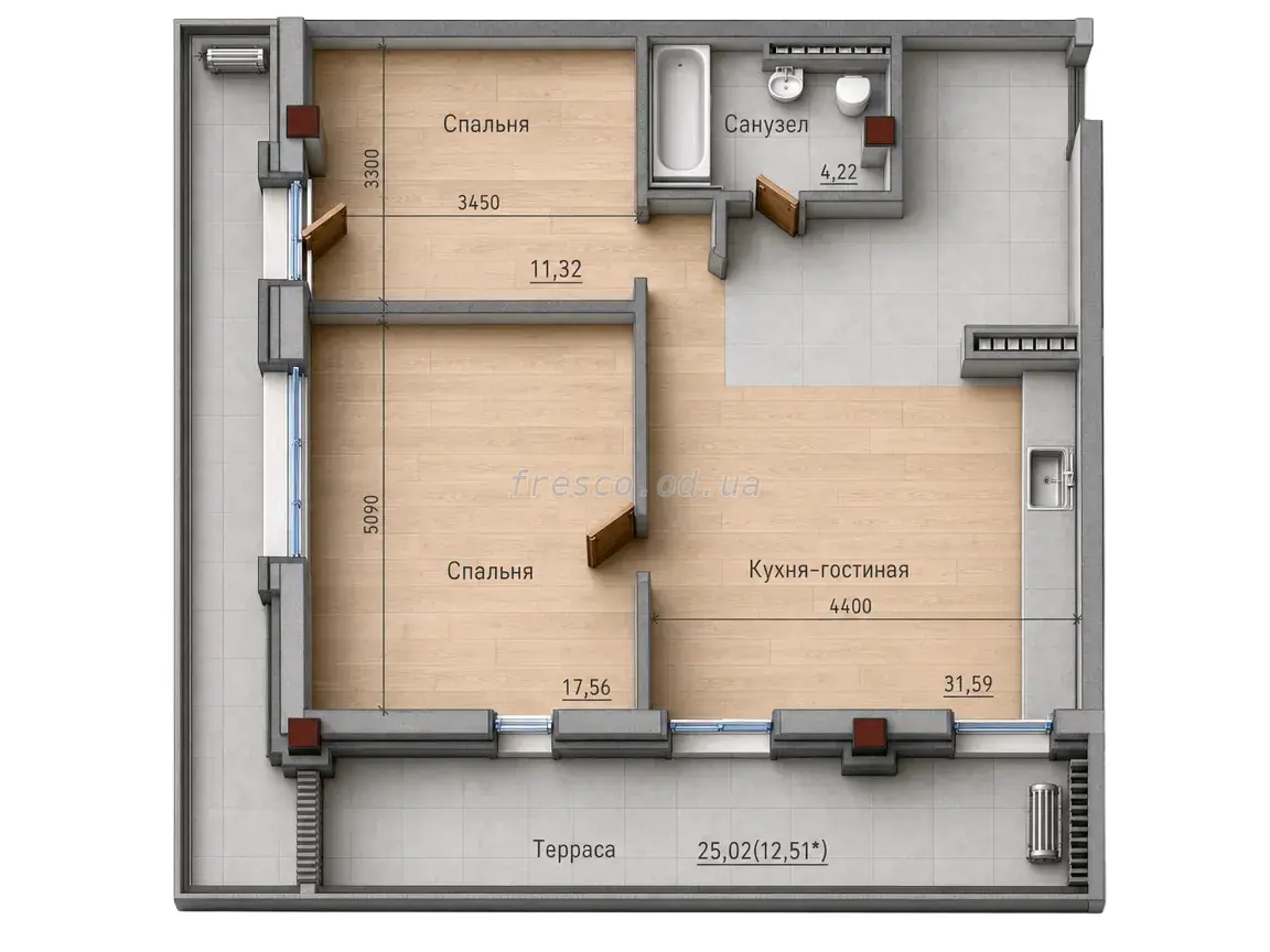 2-room apartments · 70.8 m² · ITown