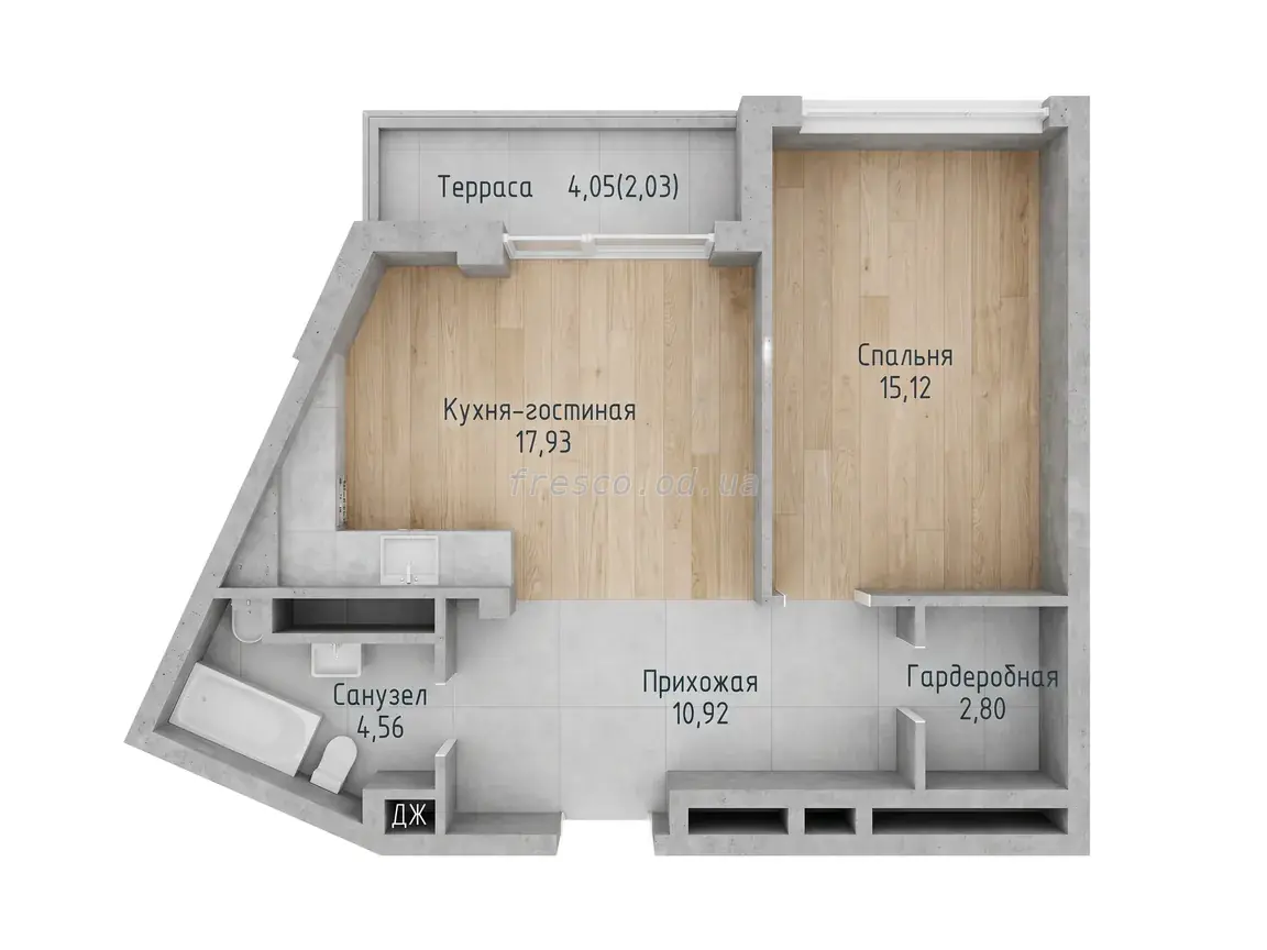 1-room apartments · 53.3 m² · ITown