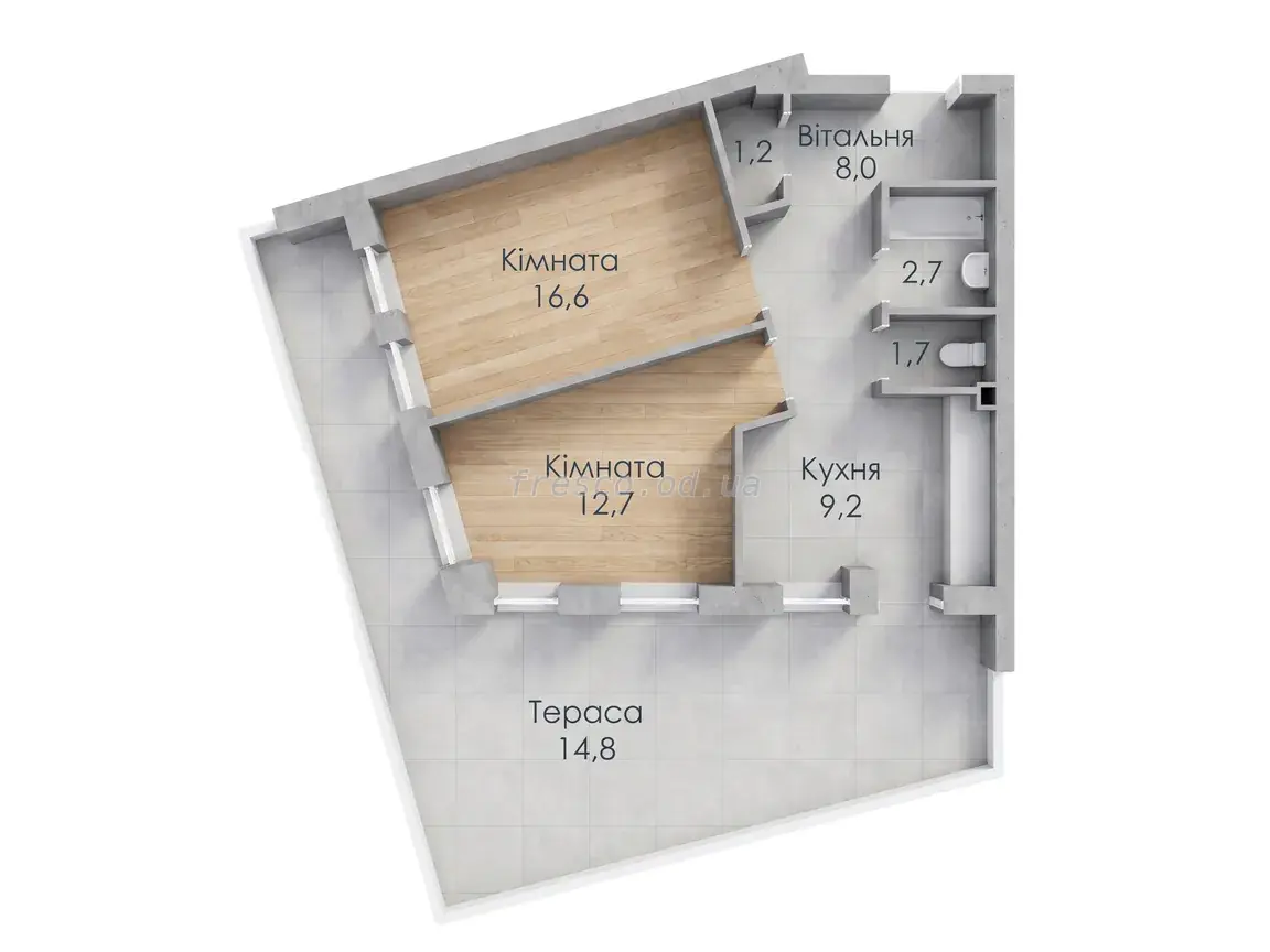 2-room apartment · 66.9 m² · Greenwich Park