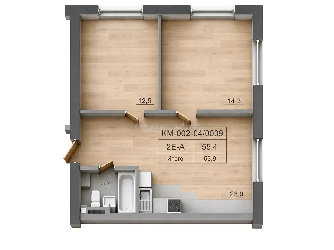 2-room apartment · 43.7 m² · Keks E-Edition