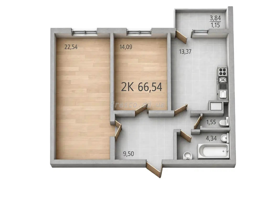 2-room apartment · 66.1 m² · 59 Pearl