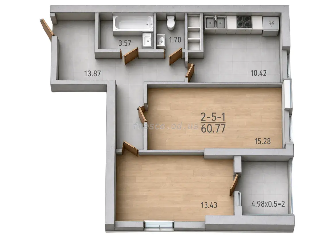 Two-bedroom · 62.8 m² · 67 Pearl