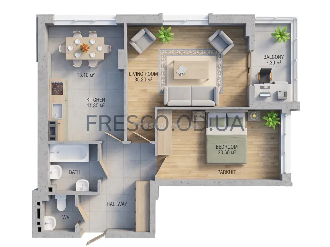 Двокімнатна · 63.7 м² · ЖК Золота Ера