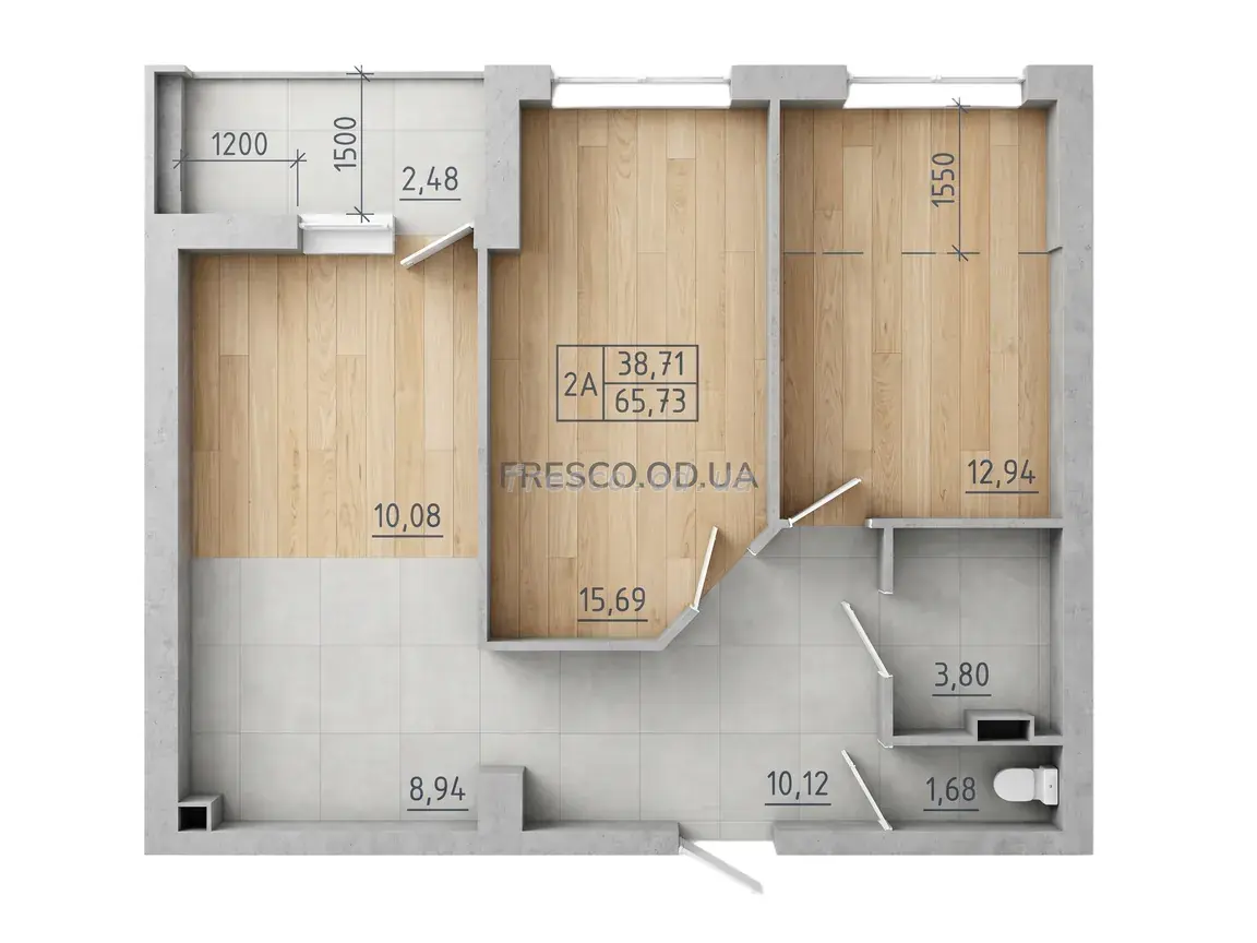 Two-bedroom · 65.73 m² · City Park