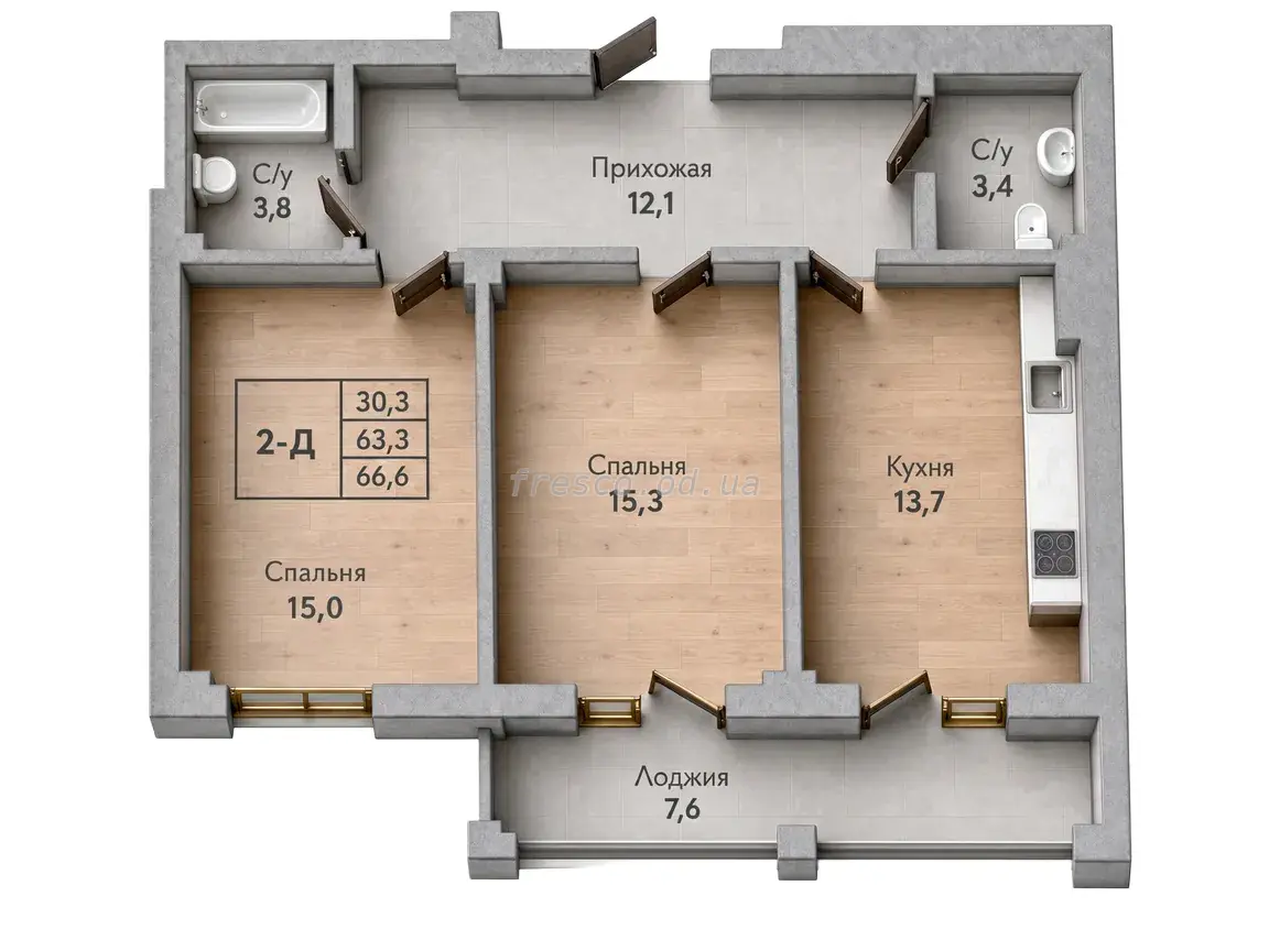 2-room apartment · 66.58 m² · Park Sovignon