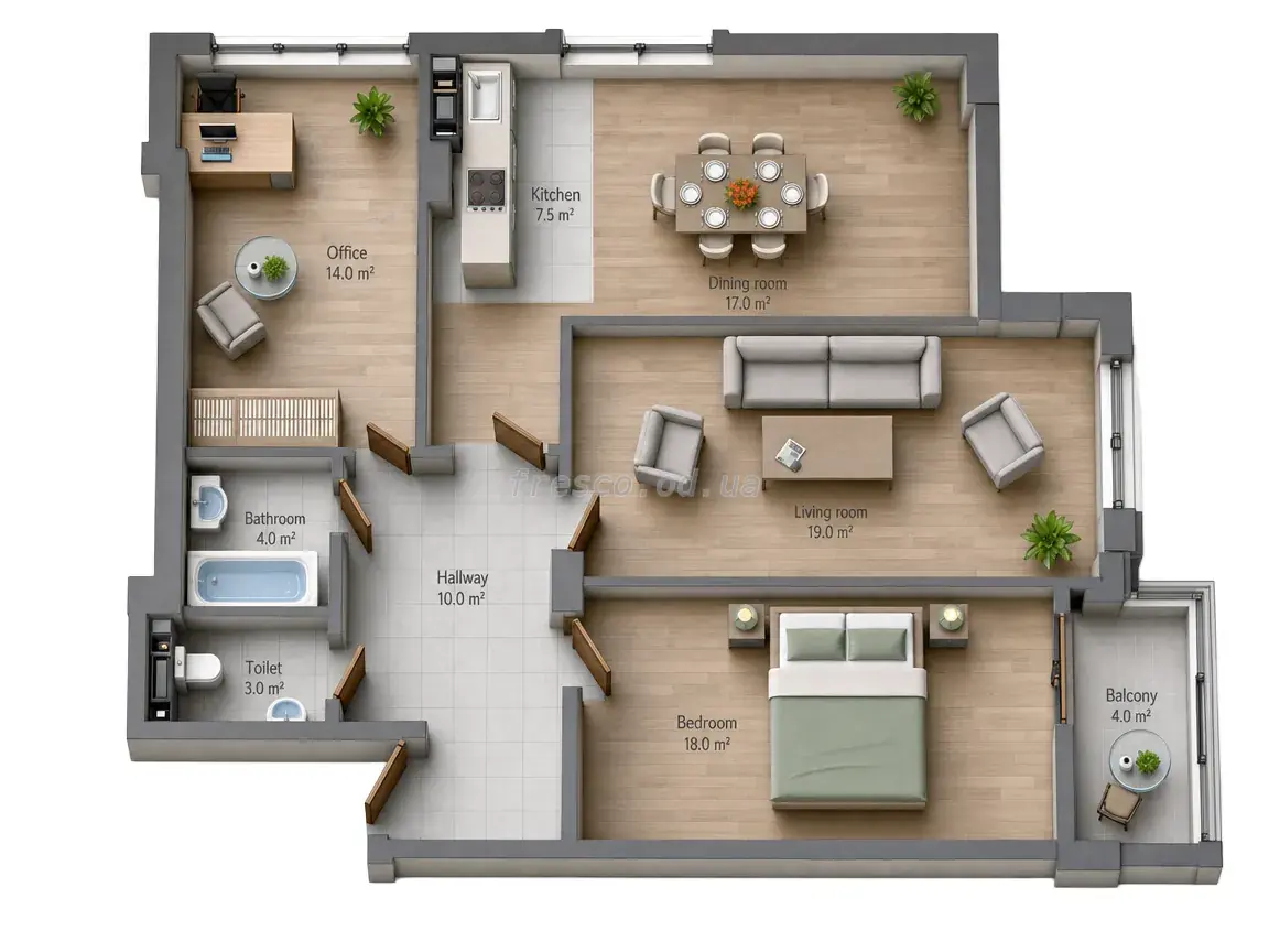 Трьохкімнатна · 79.0 м² · ЖК Золота Ера