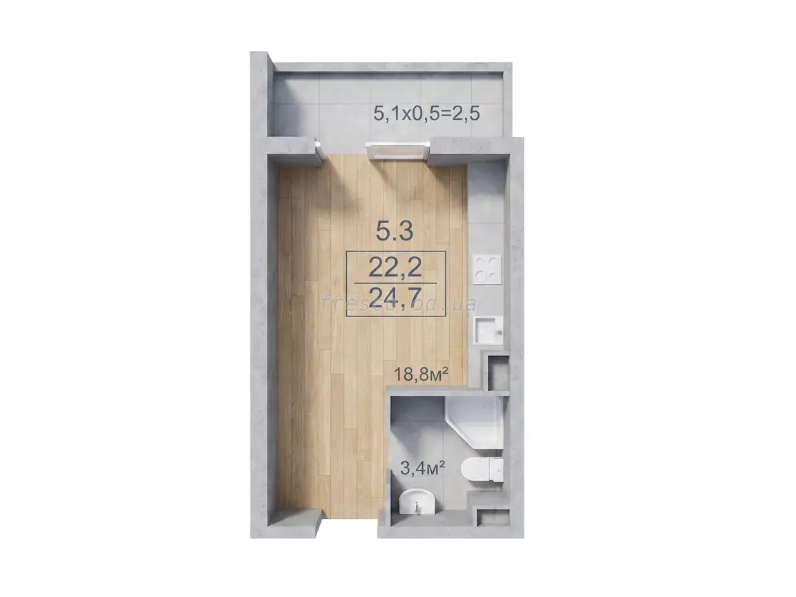 Studio · 24.9 m² · Breeze Marine