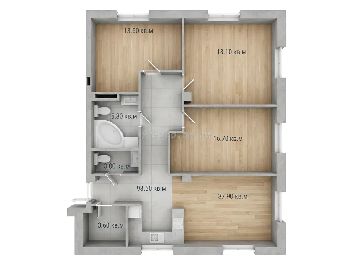 Three-bedroom · 98.6 m² · Little Marseille 2