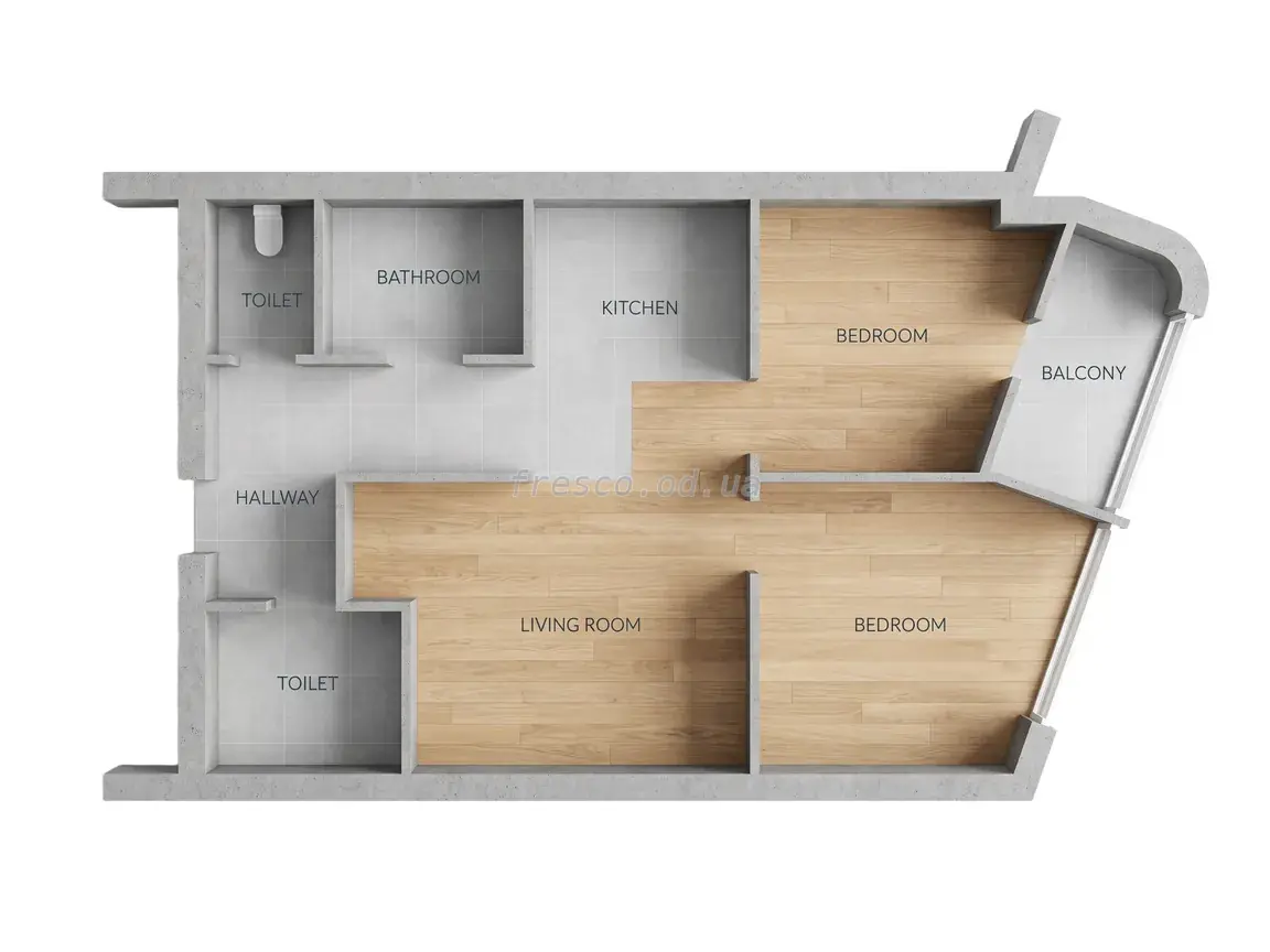 Однокімнатна квартира · 71.5 м² · Морська симфонія