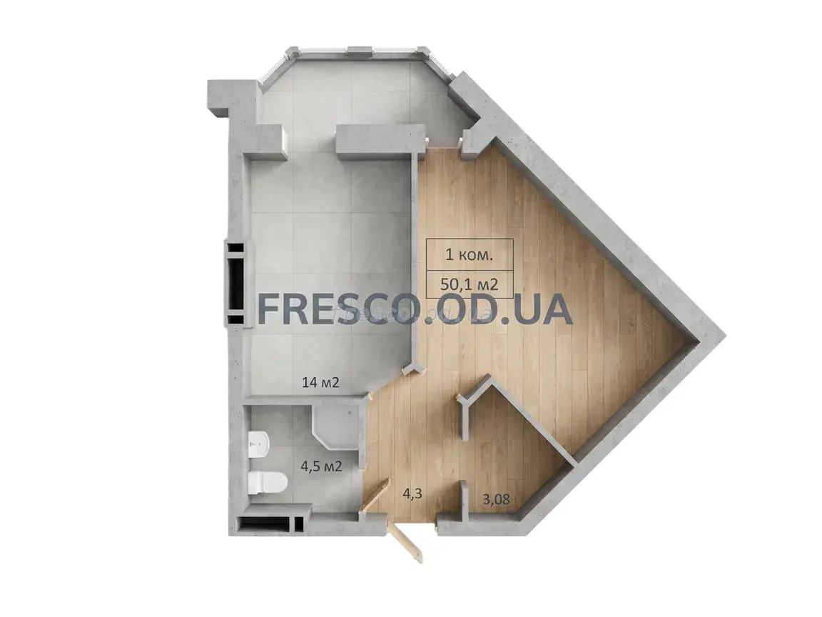 1-room apartments · 49.0 m² · Avinion