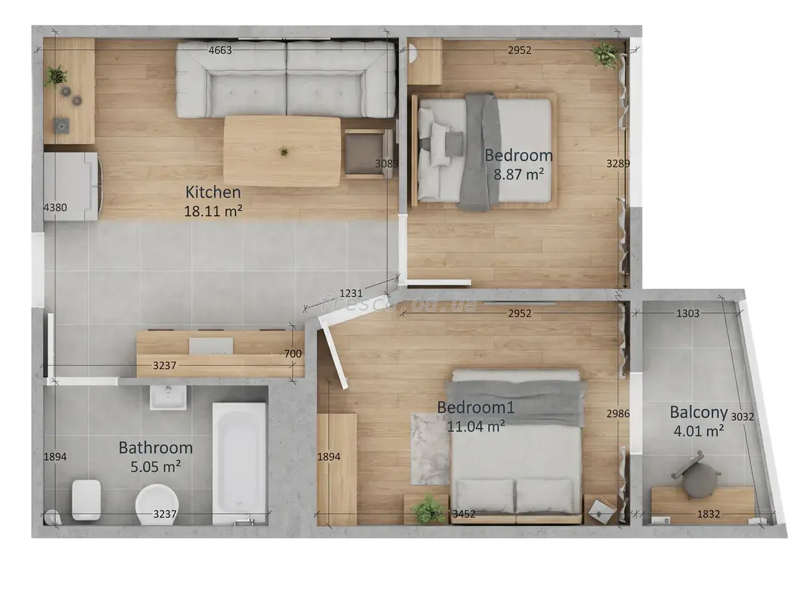 Two-bedroom · 48.2 m² · Four Seasons