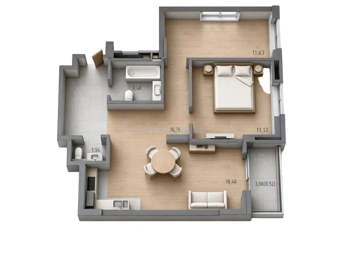 Two-bedroom · 67.32 m² · Riviera Gardens