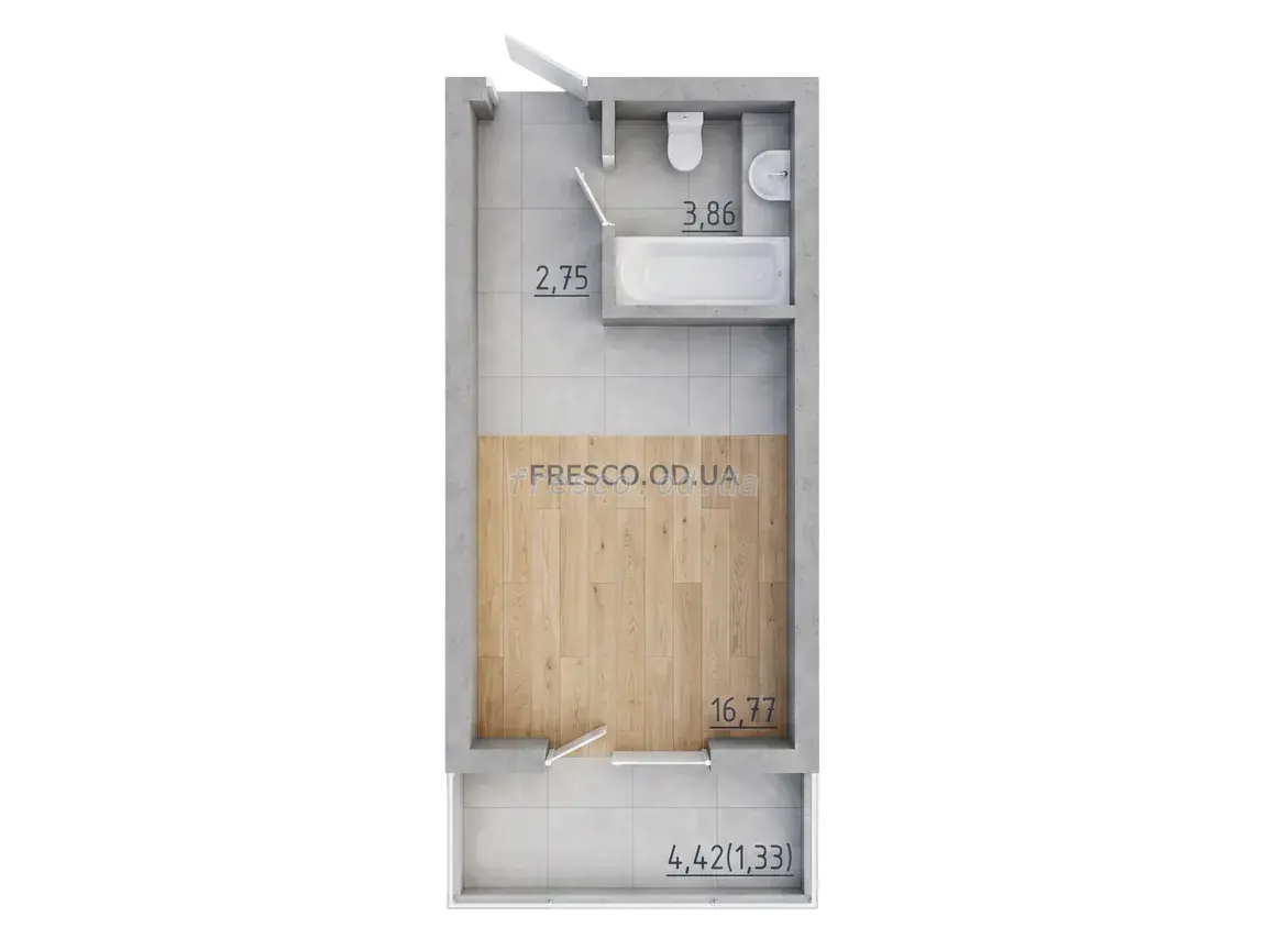 Studio · 24.71 m² · Riviera Gardens