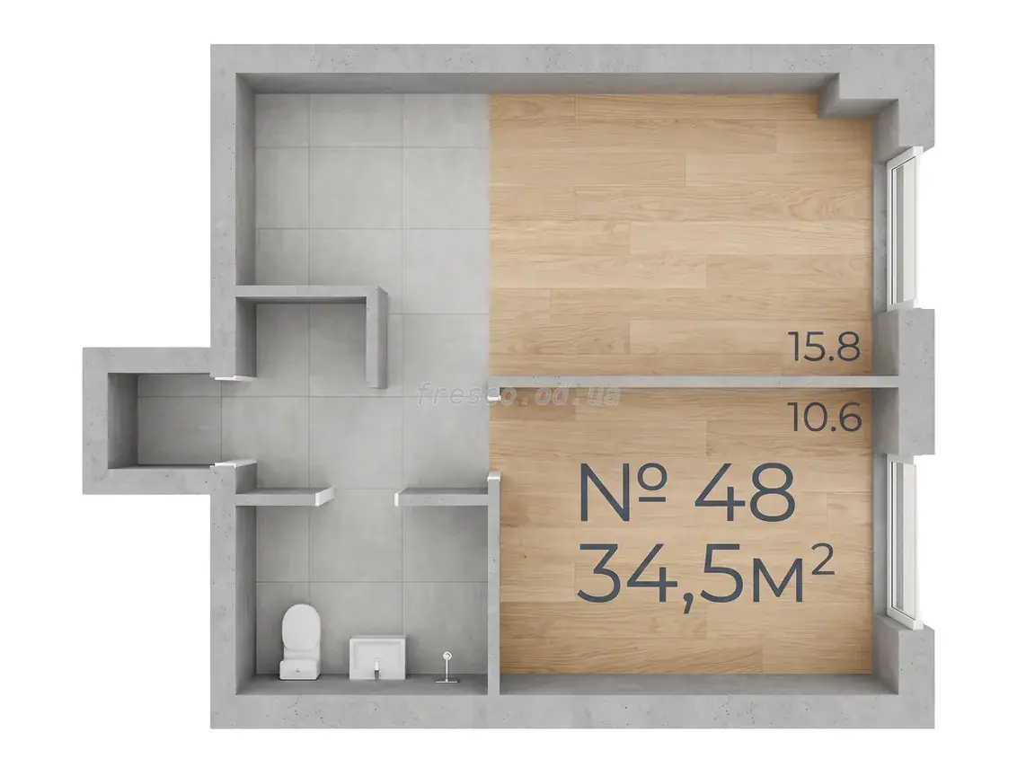 1-room apartment · 34.6 m² · Rue Menars