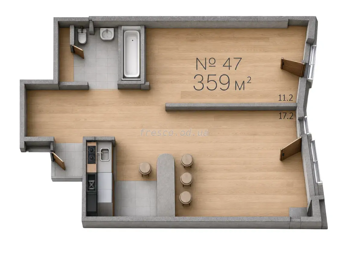 1-room apartment · 36.1 m² · Rue Menars