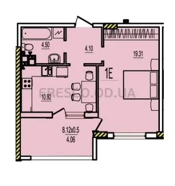Однокімнатна квартира · 38.25 м² · ЖК Розенталь