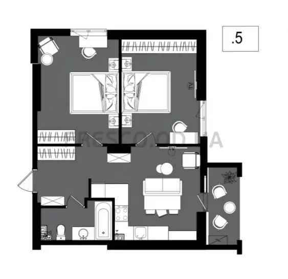 2-room apartment · 59.37 m² · Poseidon
