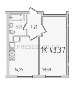 1-room apartment · 43.5 m² · 59 Pearl