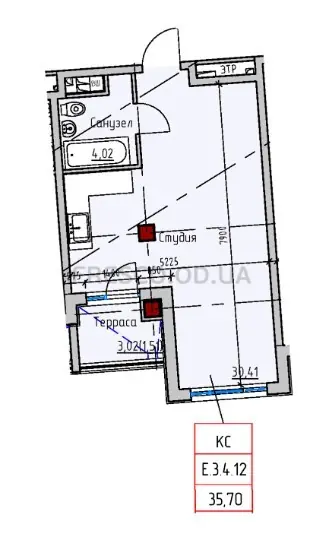 1-room apartments · 35.7 m² · ITown
