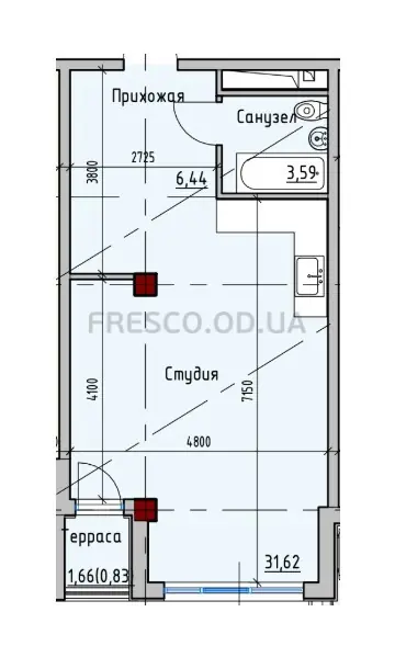 1-room apartments · 42.6 m² · ITown