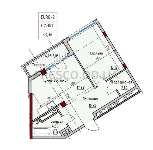 1-room apartments · 53.3 m² · ITown