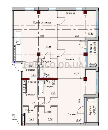 3-room apartments · 130.0 m² · ITown
