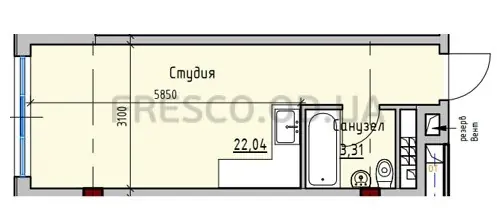 Studio apartment · 22.1 m² · ITown