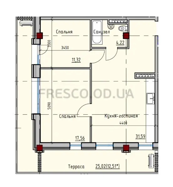 2-room apartments · 70.8 m² · ITown