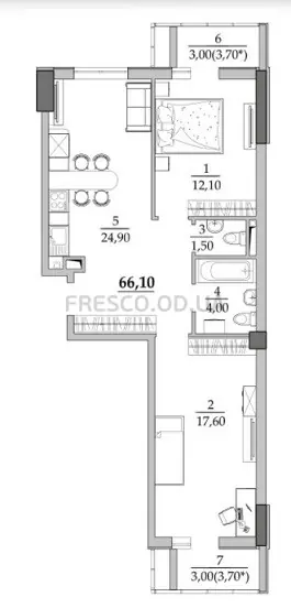 2-room apartment · 66.0 m² · Tairovo Gardens