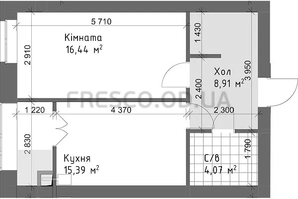 One-bedroom · 44.81 m² · Chaika Lux