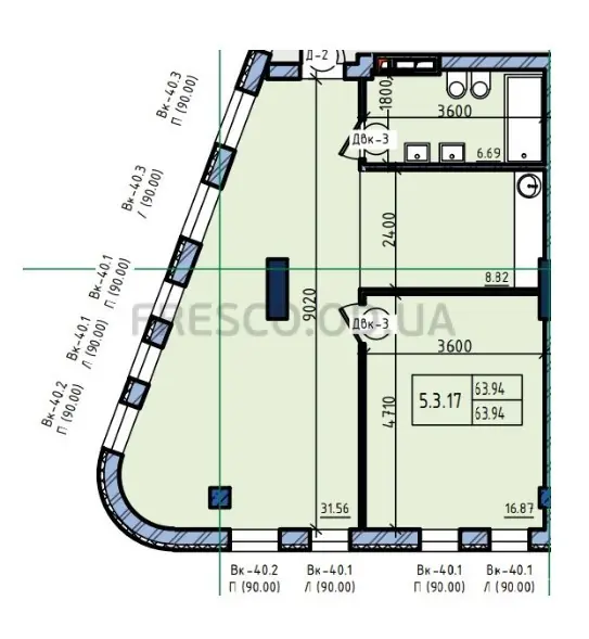 2-room apartments · 63.94 m² · Prostranstvo (Istanbul Park)