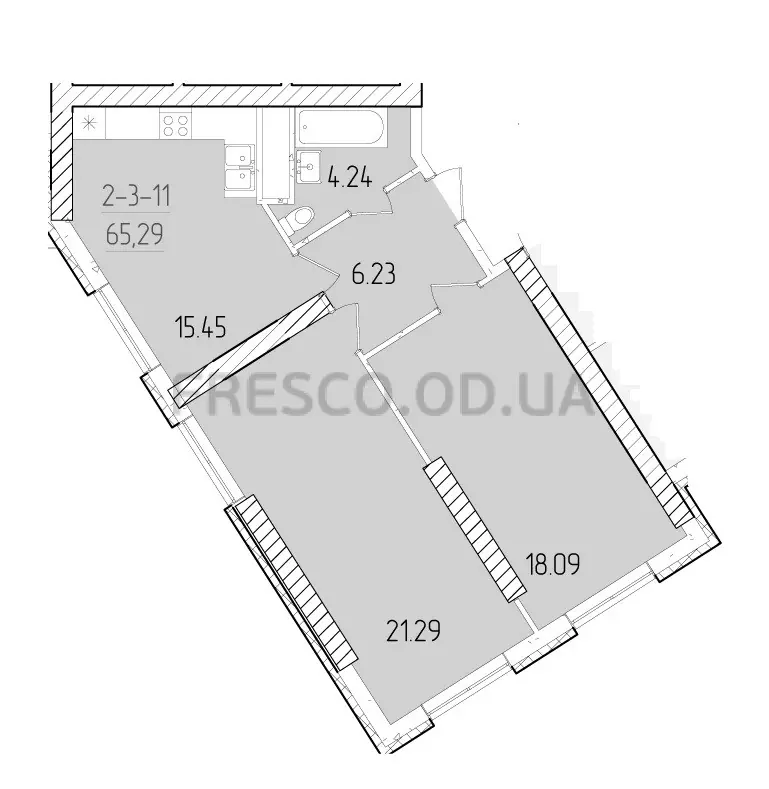 2-room apartment · 65.6 m² · 63 Pearl