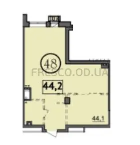 Однокімнатні апартаменти · 44.2 м² · Будинок Сальве