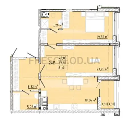 2-room apartment · 81.72 m² · Modern