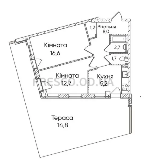 2-room apartment · 66.9 m² · Greenwich Park