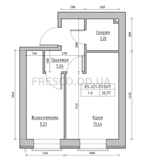 1-room apartment · 30.97 m² · Keks