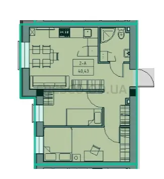 2-room apartment · 40.43 m² · Keks