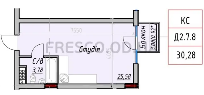 1-room apartments · 30.28 m² · ITown