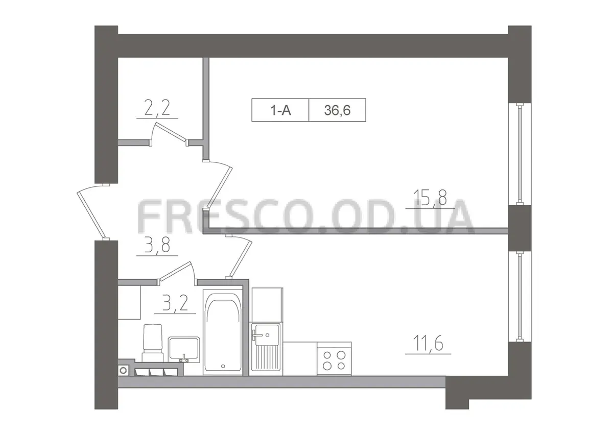 1-room apartment · 36.6 m² · Keks E-Edition