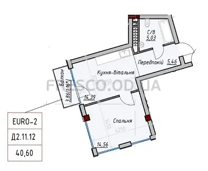 1-room apartments · 40.93 m² · ITown